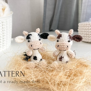 Cow crochet toy pattern, amigurumi mini cow pattern, crochet tutorial, toys for dolls, tiny cow, farm amigurumi