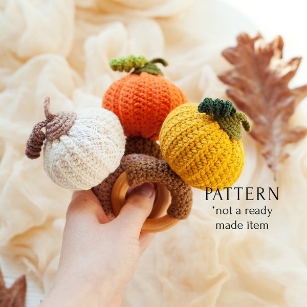 Pumpkin Baby Rattle Crochet Pattern, Easy Halloween Gift DIY Instruction, Instant Download PDF, English Digital Tutorial Soft Teething Toy