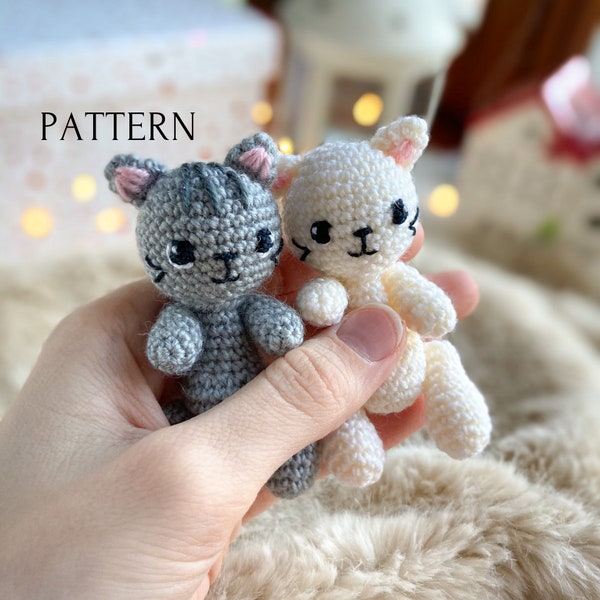 Kitty cat crochet toy pattern, amigurumi mini kitten cat pattern, crochet tutorial, toys for dolls, tiny cat, kitty, kitten pattern