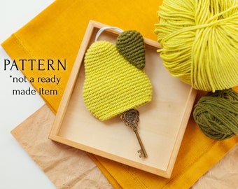 Pear Key Cover Crochet Pattern PDF, Cozy Summer Fruit Key Holder, Key Chain English Tutorial, Key Case DIY, Last Minute Gift for Friend