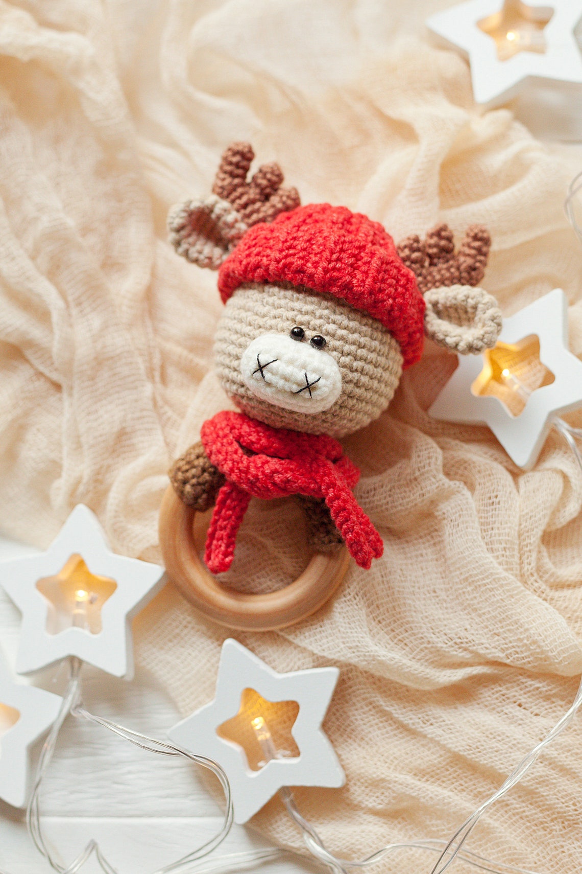 Moose Rattle Toy Crochet Pattern, Winter Christmas Gift for Baby DIY ...