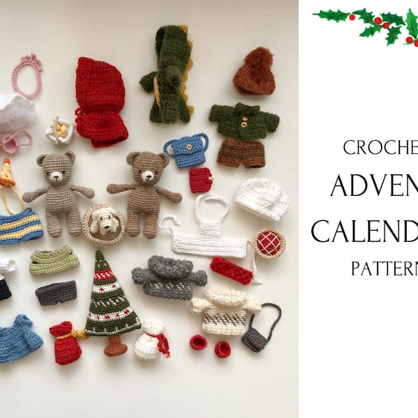 Advent calendar crochet pattern for Christmas with many video tutorials and pictures - English - PDF - digital pattern