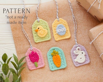 Easter Gift Tags Crochet Pattern, Last Minute Gift Idea DIY Instruction, Simple and Easy Tutorial for Beginners, Rabbit Applique