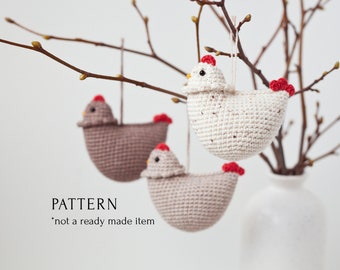 Easter Chicken Ornament Crochet Pattern PDF, Minimalism Spring Scandy Style Home Décor DIY, Easy Tutorial for Beginners