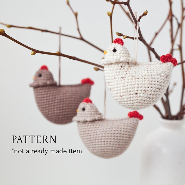 Easter Chicken Ornament Crochet Pattern PDF, Minimalism Spring Scandy Style Home Décor DIY, Easy Tutorial for Beginners