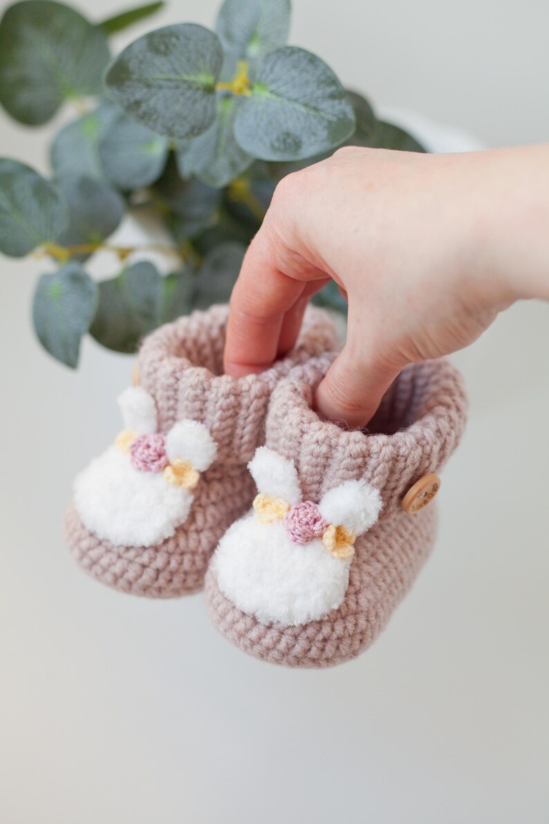 Bunny Baby Booties Crochet Pattern 0-12 Months, Newborn Boy Girl Shoes ...