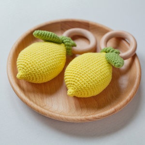Lemon Baby Rattle PDF Crochet Pattern, Tropical Baby Teether DIY Instruction, Playful Food Fruit Toy Instant Download Digital Tutorial image 9