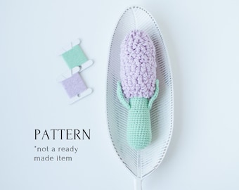 Hyacinth flower baby rattle PDF crochet pattern for beginners, spring baby shower gift, easy instruction, easter decor diy