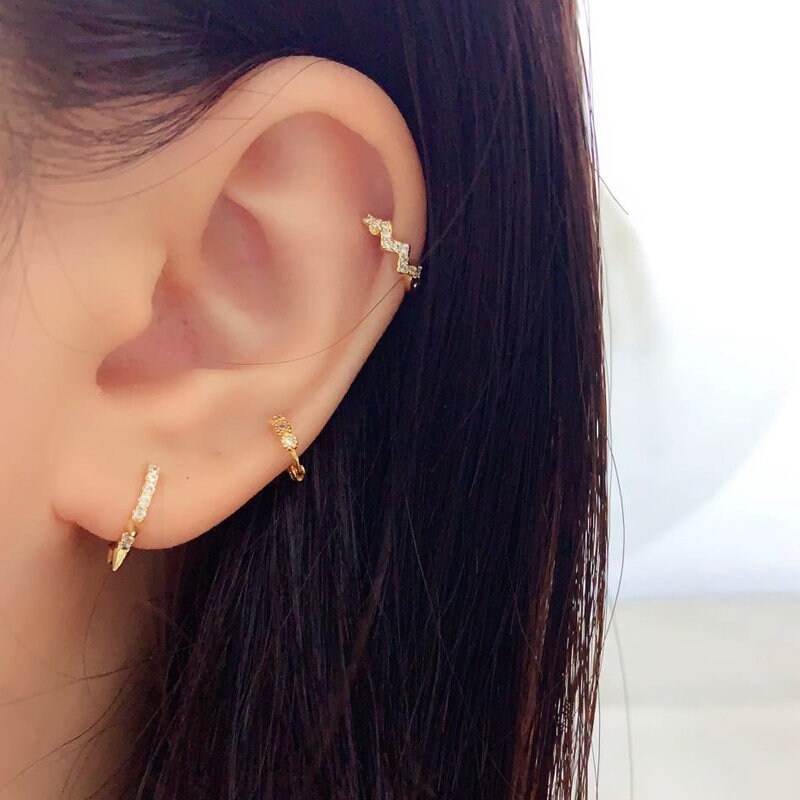 3pcs Set Leaf EAR CUFF Earrings Crystal Cartilage Ear Ring Fake Clip On Cuff