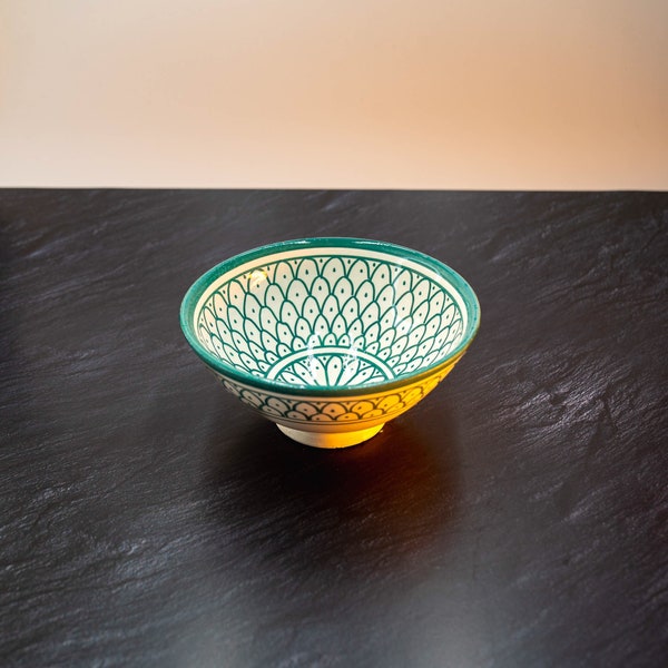 Moroccan hand made/painted Bowl Sardines S 15cm /oriental decorative bowl in green for home design