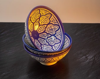Marokkanische handgefertigte/bemalte Schale Symmetry S 15cm /Orientalische dekorative Schale mehrfarbig für Hausdesign