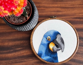 Realistic embroidery Blue Macaw l Bordado realista Arara Azul | Blue Macaw