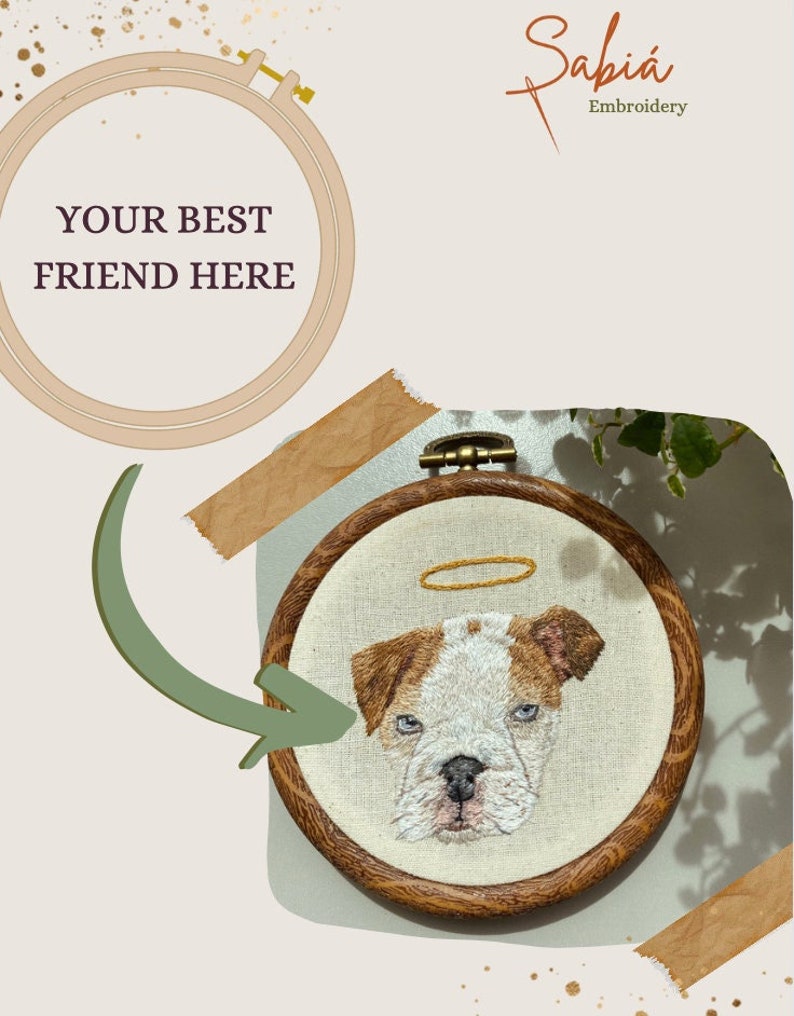 Custom Hand Embroidered Pet Portrait Personalized Gift for family Gifts image 3