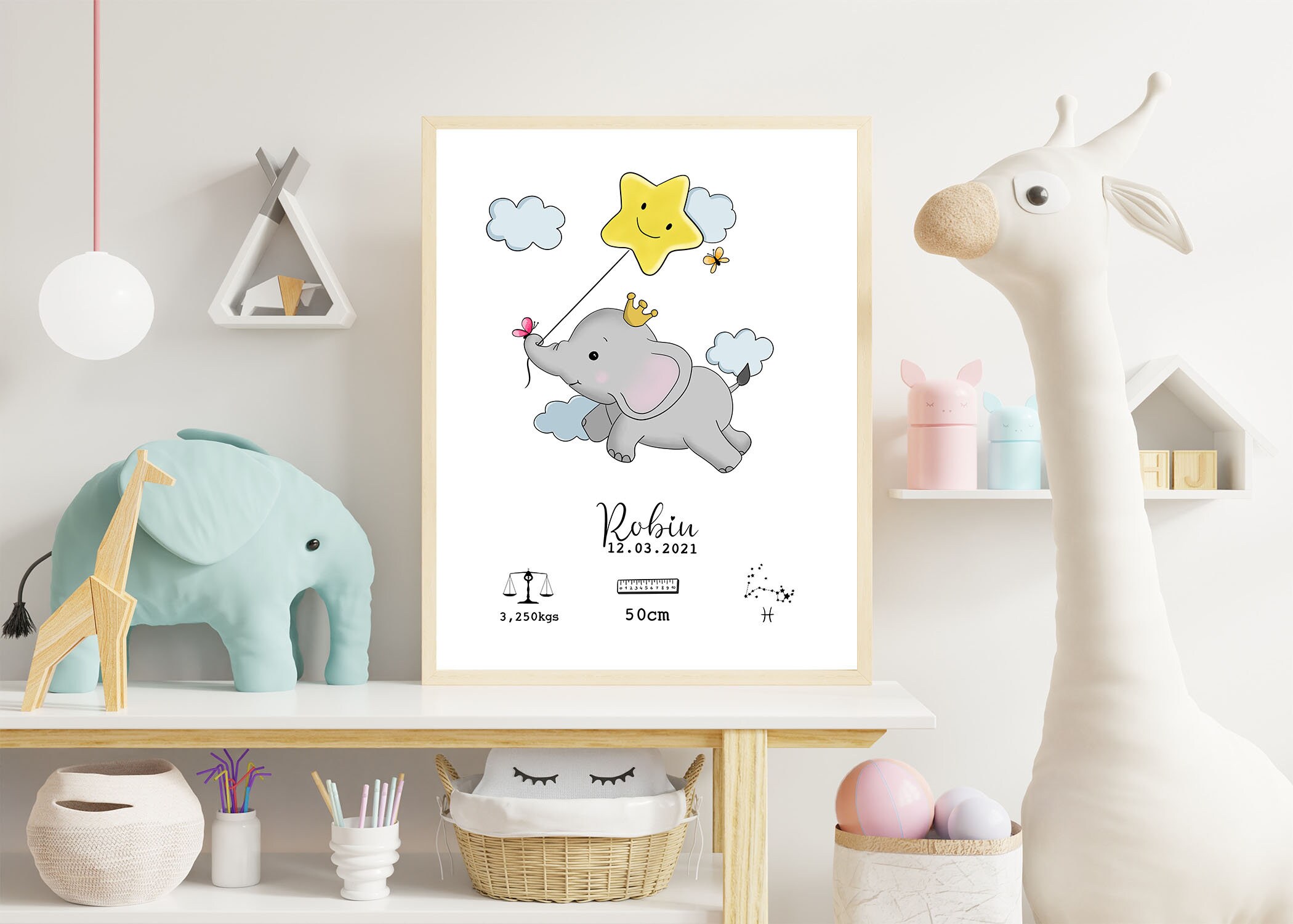 Petit Éléphant de Naissance Personnalisable