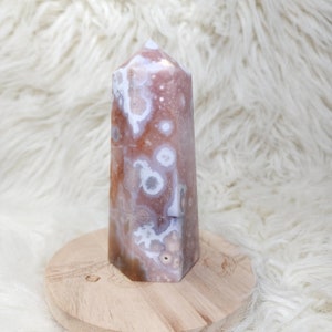 High Grade Quartzy Pink Am x Flower Agate Tower - Metaphysical Crystal
