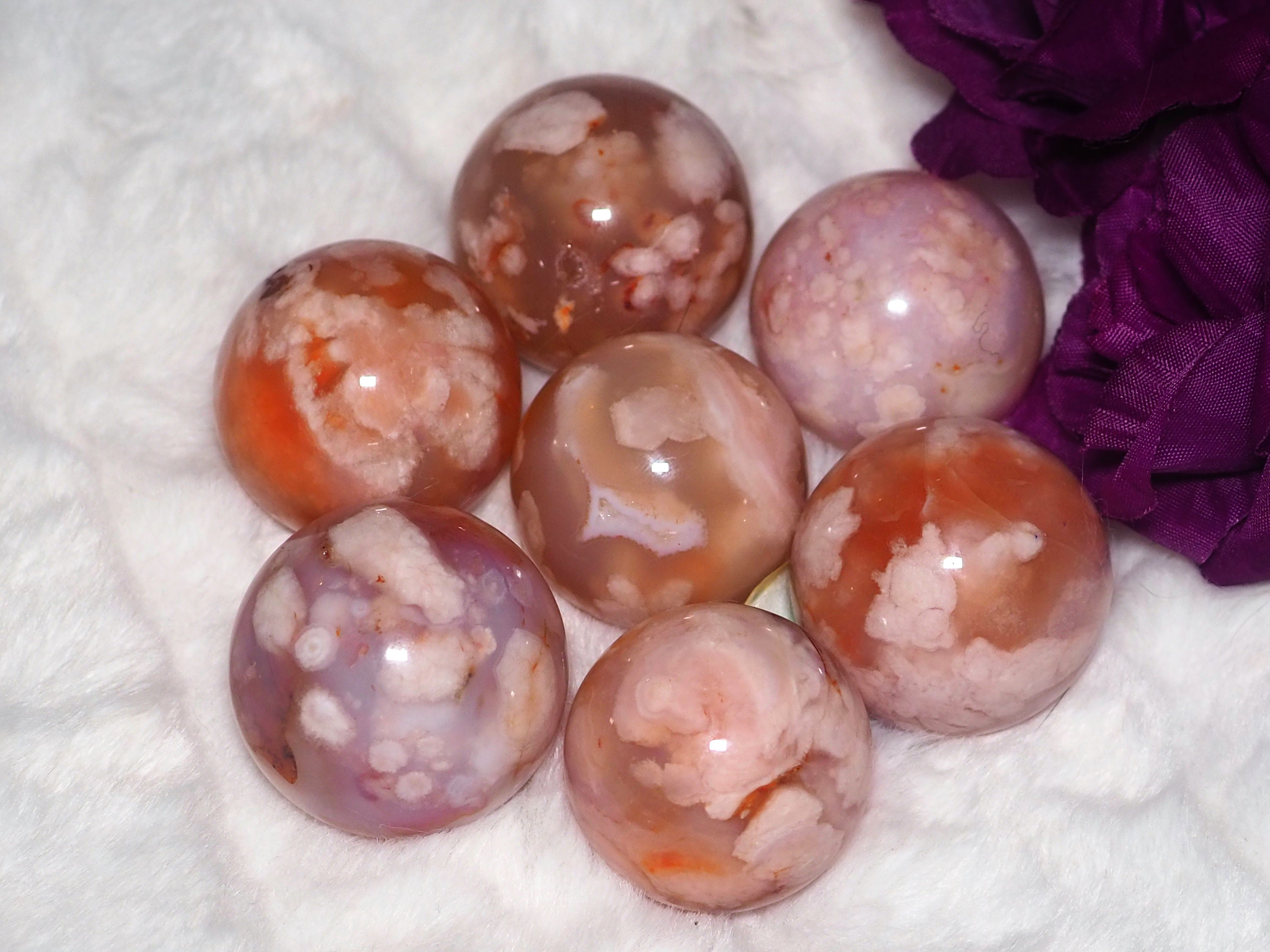カーネリアンフラワーアゲート 3P カーネリアンフラワーアゲート 3P HQ Carnelian Flower Agate