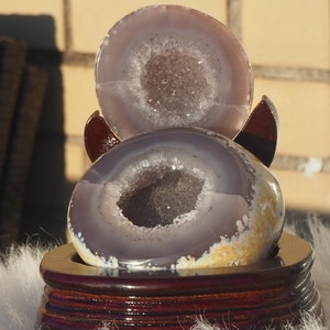 1,7 pond Blue Agaat Druzy Geode Paar - Agaat Sieraden Box - Agaat Geode Box - Metafysisch Kristal
