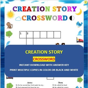 Creation Story Crossword Creation Story Crossword Printable fun