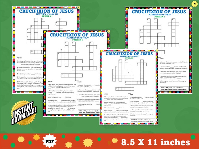 Bible Crossword Puzzle Crucifixion of Jesus Crossword Puzzles Bible