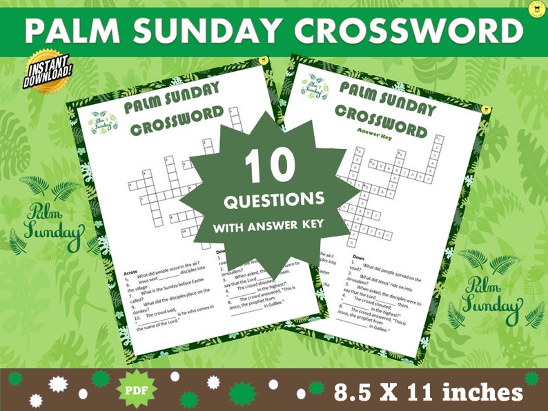 Palm Sunday Crossword Puzzle Palm Sunday Activity Game sunday School Palm Sunday Crossword Puzzle Palm Sunday Activity Game sunday School