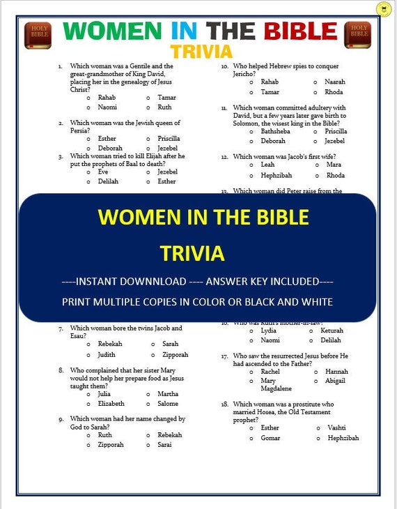 Women in the Bible Trivia Game Printable Women of the Bible - Etsy