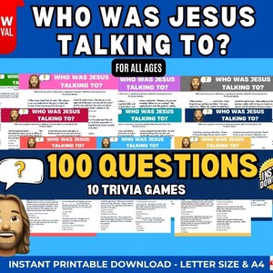 Bible Trivia | Who Was Jesus Talking To? | 100 Questions | 10 Trivia Games| Instant Download