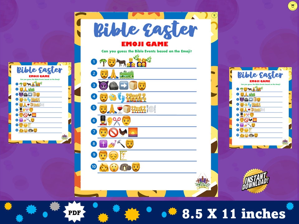 Bible Easter Emoji Game Printable Easter Bible Quiz church and Bible