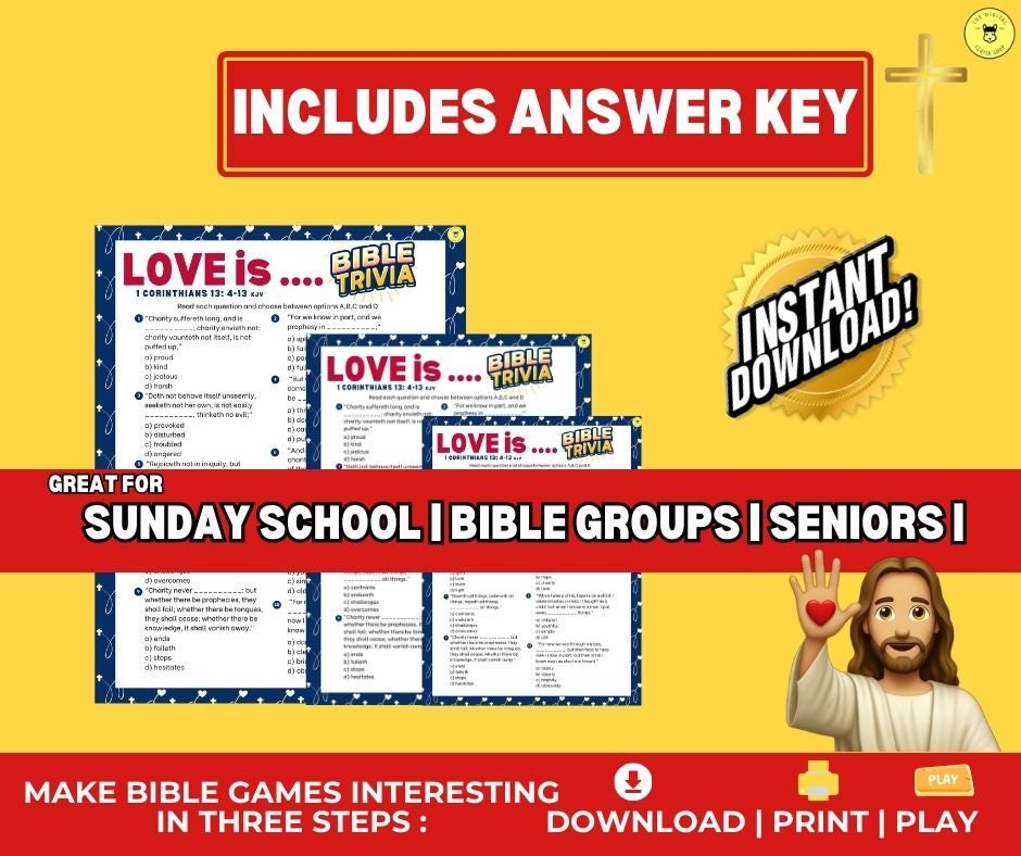 Bible Trivia | Love is 1 Corinthians 13:4-13 Game Printable | Bible ...