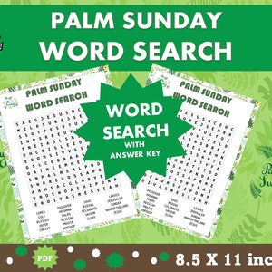 Palm Sunday Word Search bible Palm Sunday Game Printable Instant ...