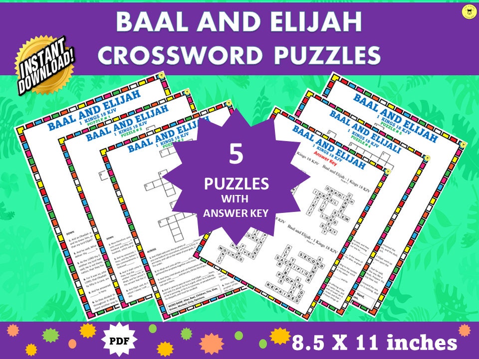 Bible Crossword Puzzle | Baal and Elijah Crossword Puzzle | Bible ...