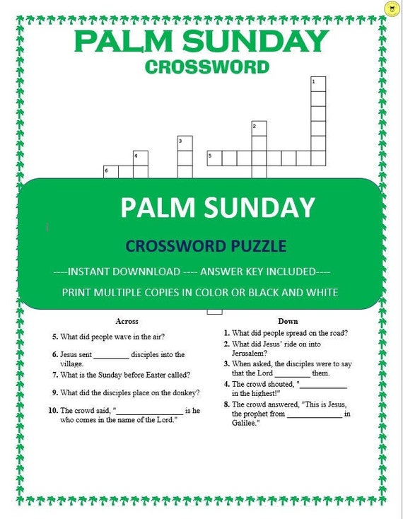 Palm Sunday Crossword Puzzle Palm Sunday Activity Game Etsy Palm Sunday Crossword Puzzle Palm Sunday Activity Game Etsy