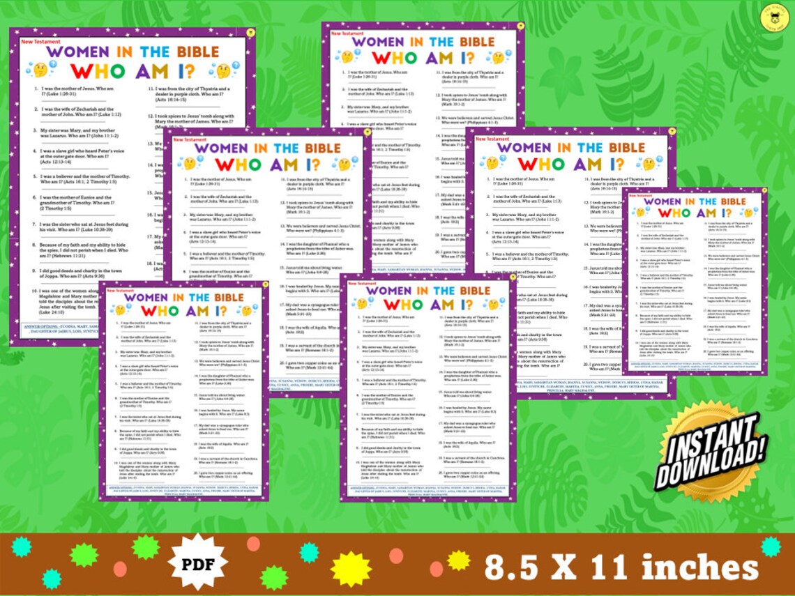 Women in the Bible Game Printable | Women of the Bible New Testament ...