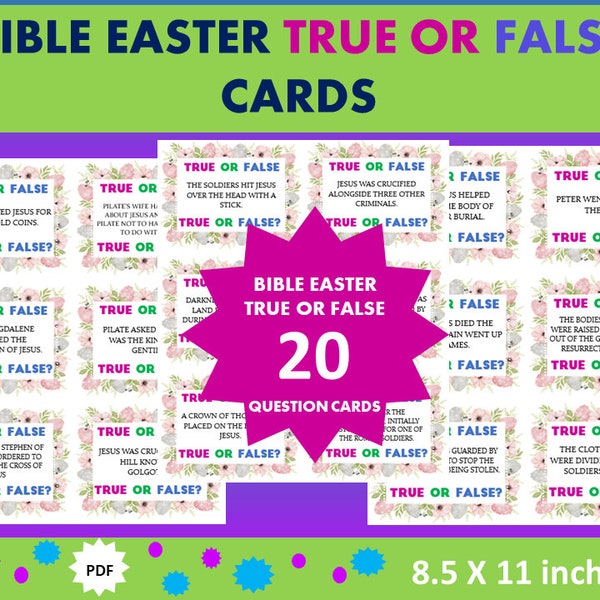 Bible Easter True or False Game  |Bible Easter Game Printable Cards |Instant Download | Sunday School Games |Bible Study Games