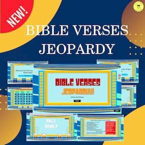 Bible Verses Jeopardy Game: Trivia Party, Zoom Church Activity (Instant Download)
