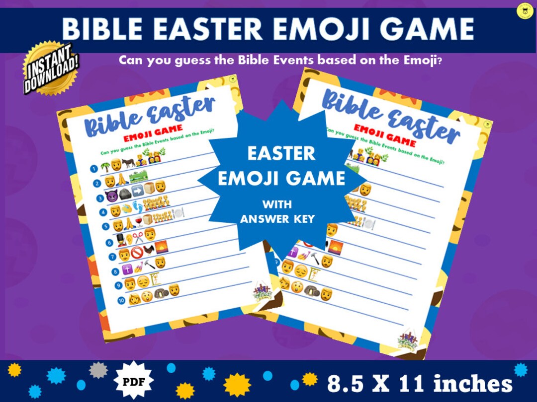 Bible Easter Emoji Game Printable Easter Bible Quiz church and Bible