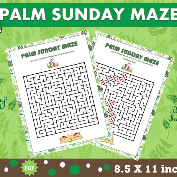 Palm Sunday Maze |Bible Palm Sunday Maze Game Printable | Instant Download | Sunday School Games