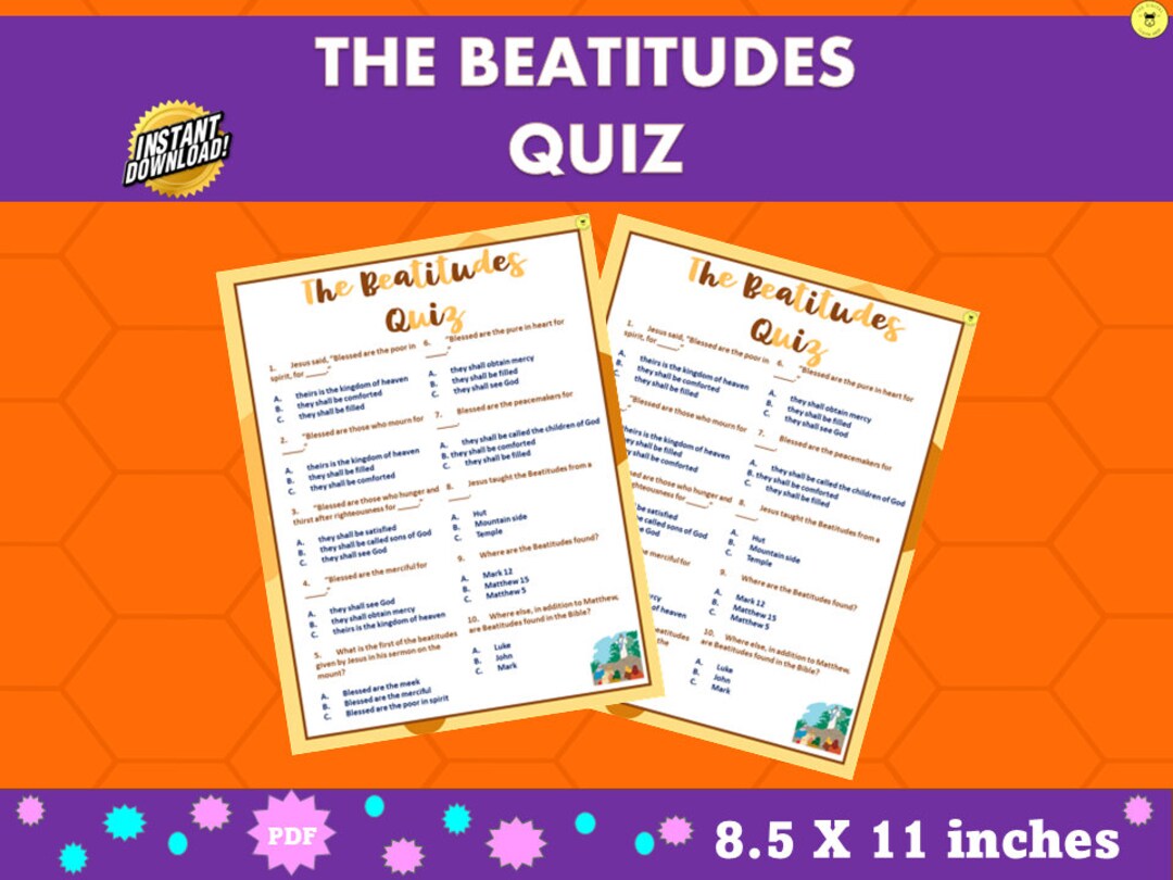 Beatitudes Quiz bible Beatitudes Trivia Game Printable Sunday School ...