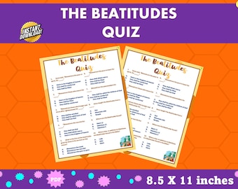 Beatitudes Quiz  |Bible Beatitudes Trivia Game Printable | Sunday School Games| Bible Study Games |Instant Download |