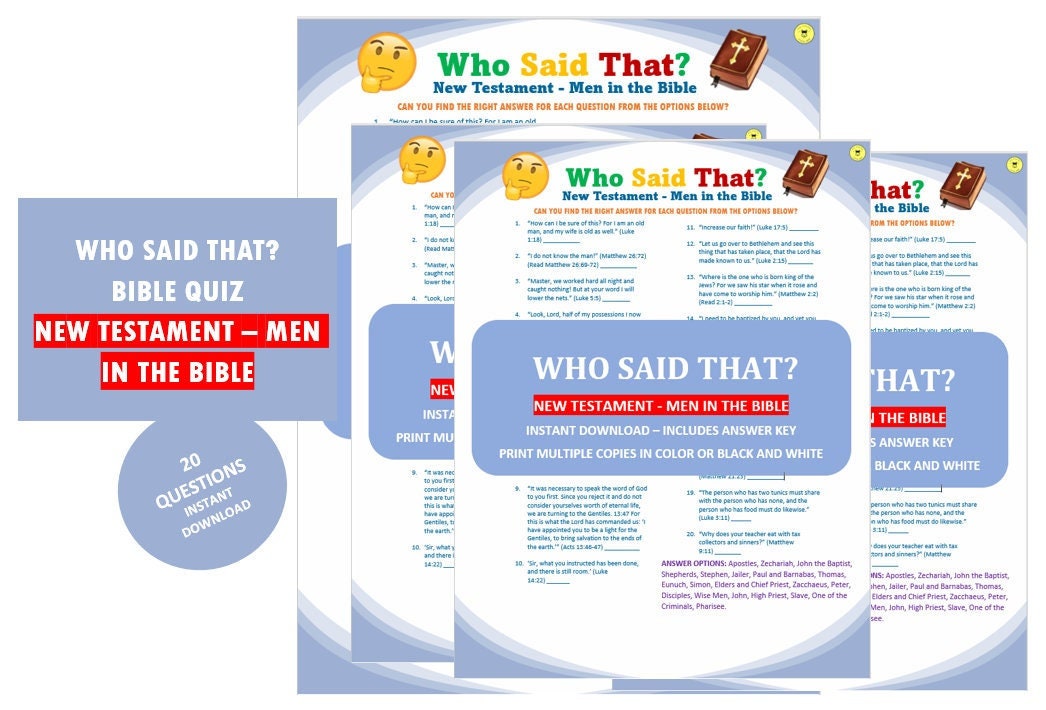 Who Said That New Testament Men in the Bible Game Printable Who Said