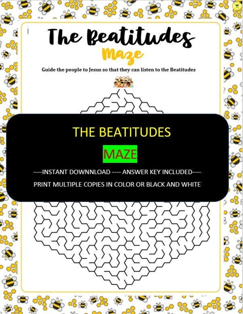 Beatitudes Maze bible Beatitudes Game Printable Sunday | Etsy
