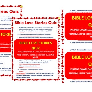 Bible Love Stories Quiz Valentine's Church Small Group Activity Game ...
