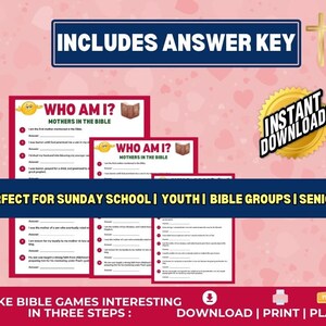 Bible Mothers Trivia | Who Am I? Game Printable | Mothers in the Bible ...