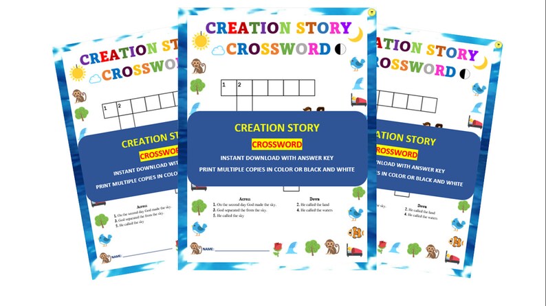 Creation Story Crossword Creation Story Crossword Printable fun