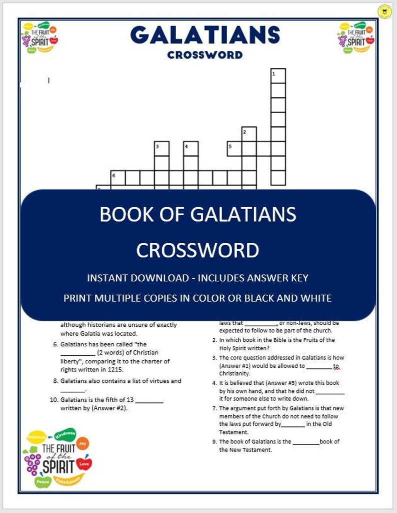 Bible Book of Galatians Crossword Galatians Bible Printable church Bible Book of Galatians Crossword Galatians Bible Printable church
