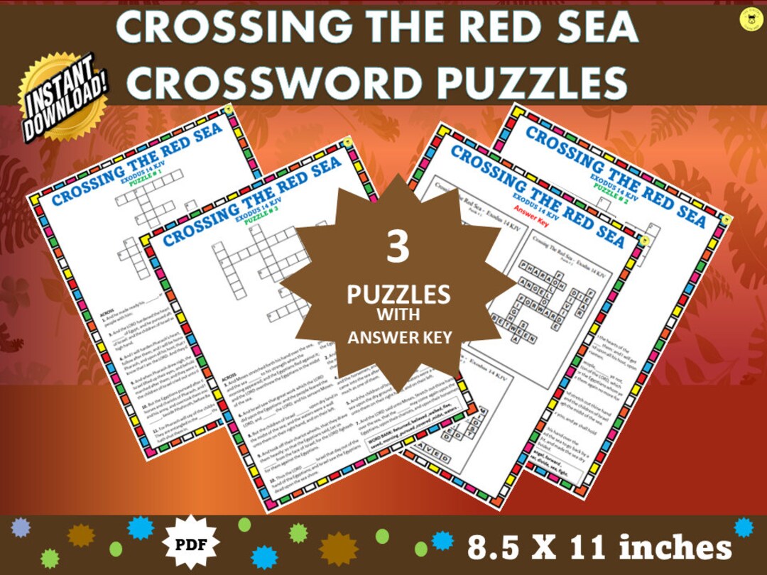 Bible Crossword Puzzle Crossing the Red Sea Crossword Puzzle Etsy