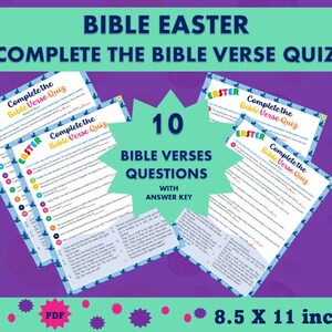 Juego de versículos bíblicos de Pascua: Cuestionario para la escuela dominical (Descarga digital)