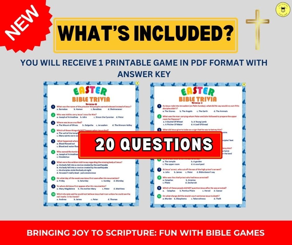 Bible Easter Trivia Easter Bible Quiz Printable Instant Download Sunday ...