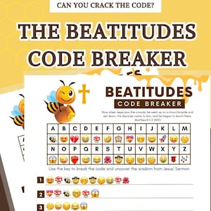Beatitudes Code Breaker Game |Bible Beatitudes Decode Emoji Game Printable | Sunday School Games| Bible Study Games |Instant Download |