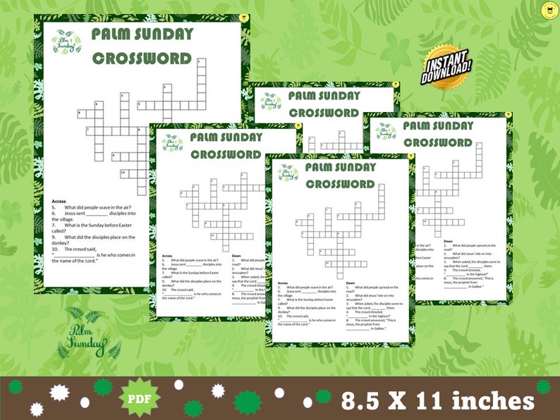 Palm Sunday Crossword Puzzle Palm Sunday Activity Game sunday School Palm Sunday Crossword Puzzle Palm Sunday Activity Game sunday School