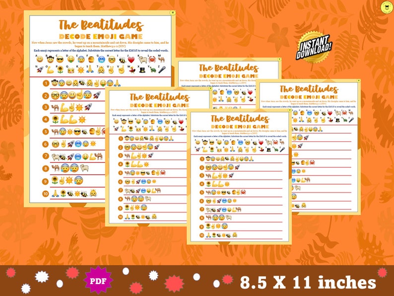 Beatitudes Decode Game bible Beatitudes Decode Emoji Game Printable ...